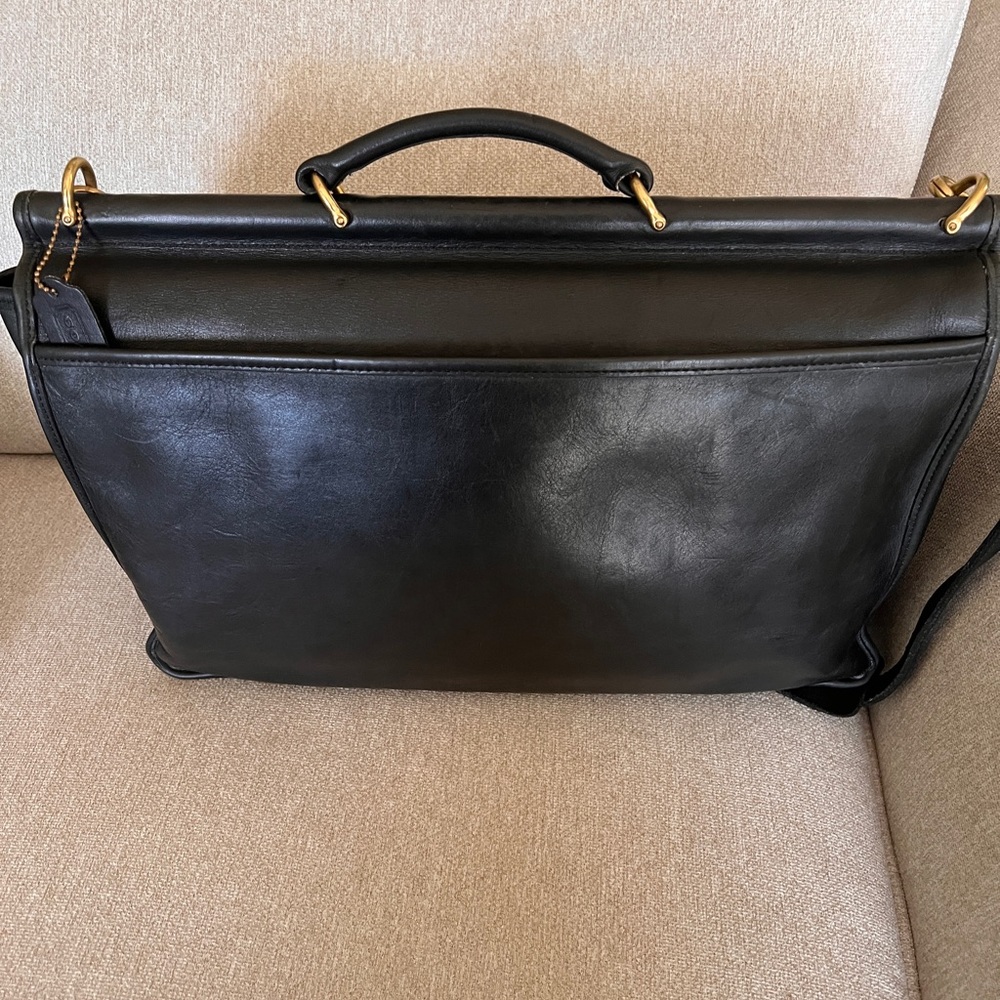 Coach Beekman Leather Briefcase Messenger Laptop Bag Black w/ Strap 5266 VTG - Picture 3 of 16